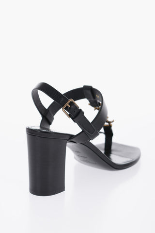 Sandali In Pelle Con Logo Statement Tacco 7cm