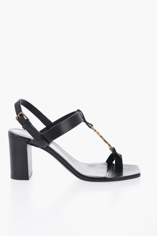 Sandali In Pelle Con Logo Statement Tacco 7cm