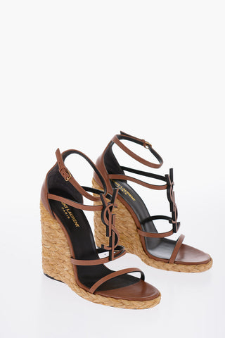 Statement Logo Sandals With Raffia Wedge 12 cm