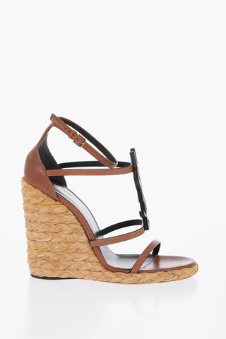 Statement Logo Sandals With Raffia Wedge 12 cm