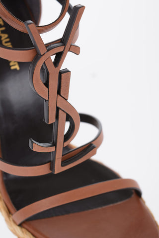 Statement Logo Sandals With Raffia Wedge 12 cm