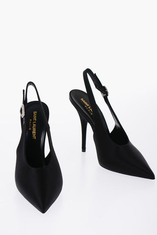 Satin Slingback Pumps with Jewel Buckle 11 cm Heel