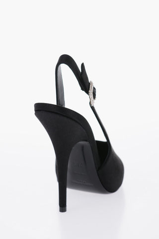 Satin Slingback Pumps with Jewel Buckle 11 cm Heel