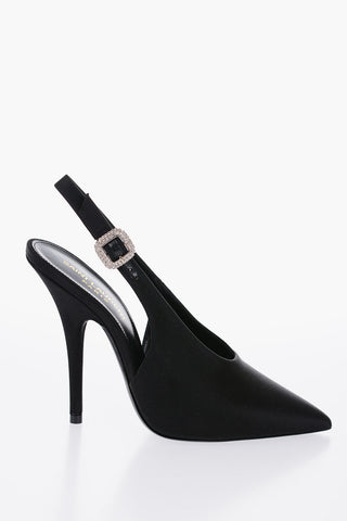 Satin Slingback Pumps with Jewel Buckle 11 cm Heel