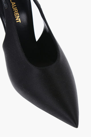 Satin Slingback Pumps with Jewel Buckle 11 cm Heel