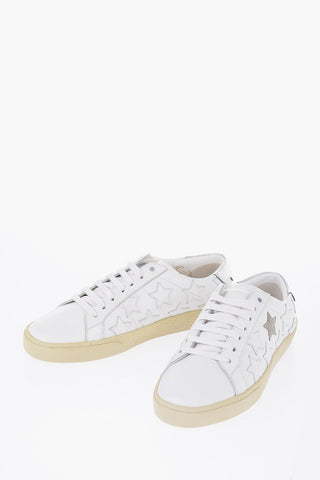 Leather Low-Top Sneaker With Star Embroidery