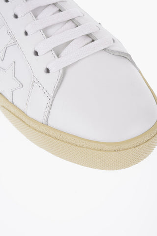 Leather Low-Top Sneaker With Star Embroidery