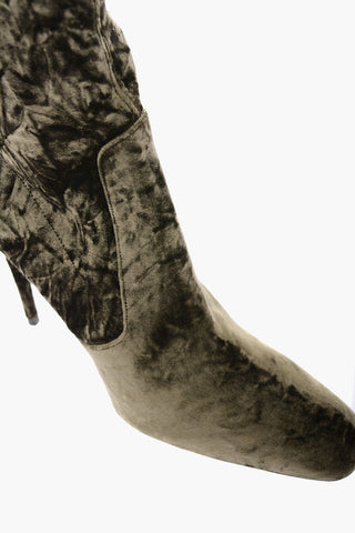 Pointed Velour Knee-Lenght Boots Heel 11 cm