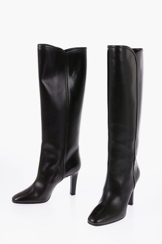Leather Knee-High Boots Heel 8 cm