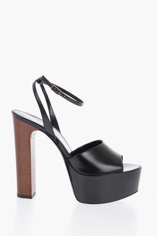 Leather Sandals With Strap And Plaform Sole Heel 14 cm