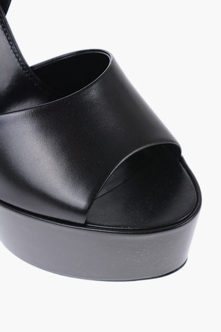 Leather Sandals With Strap And Plaform Sole Heel 14 cm