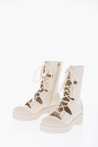 Leather DIORIRON Combat Boots With Cutouts