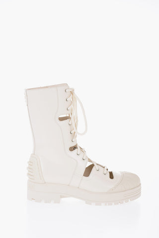 Leather DIORIRON Combat Boots With Cutouts