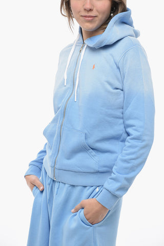 Solid Color Sweatshirt with Hood and Zip Closure