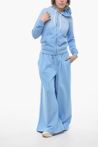 Solid Color Sweatshirt with Hood and Zip Closure