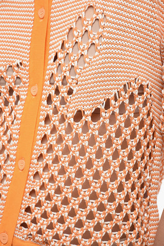Maglia Traforata a Manica Corta con Collo a Polo
