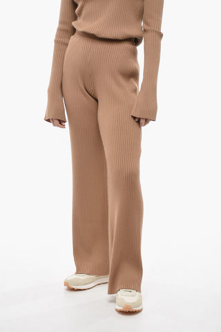 Ribbed Cashmere Blend Palazzo Pants