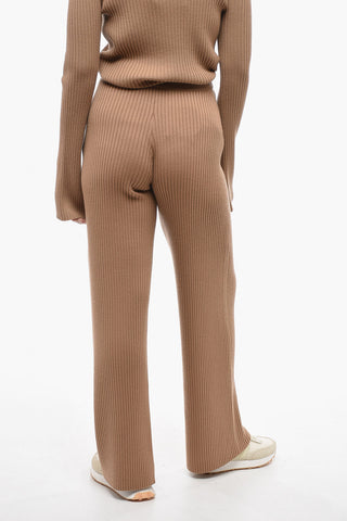 Ribbed Cashmere Blend Palazzo Pants