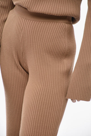 Ribbed Cashmere Blend Palazzo Pants