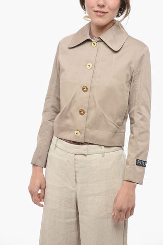 Solid Color Lightweight Jacket with Golden Buttons