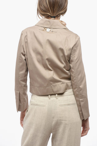 Solid Color Lightweight Jacket with Golden Buttons