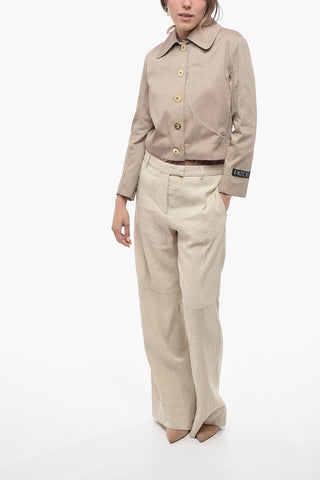 Solid Color Lightweight Jacket with Golden Buttons