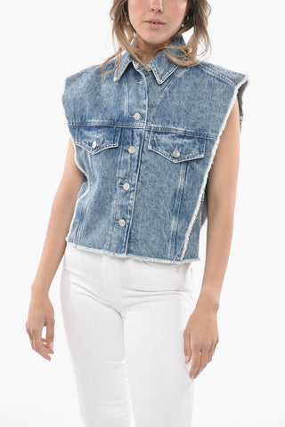 ETOILE Denim TYRA Vest with Fringed Details