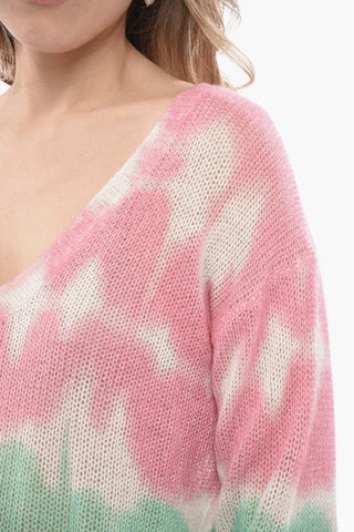 360CASHMERE V-Neck Tie-Dye Effect Cashmere TORI Sweater