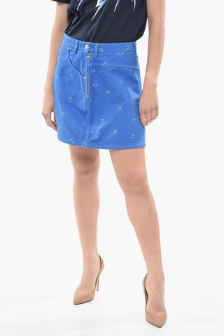 Paisley Patterned BANDANA Denim Miniskirt