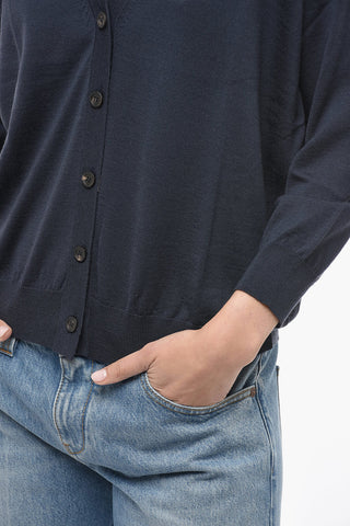 Virgin Wool Cardigan with V-Neck