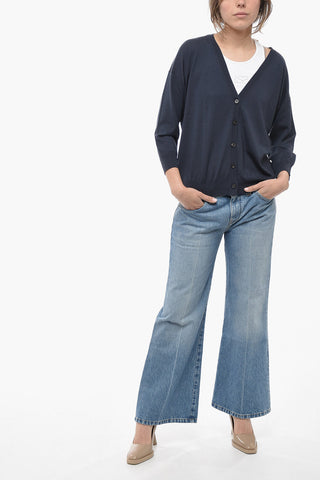 Virgin Wool Cardigan with V-Neck
