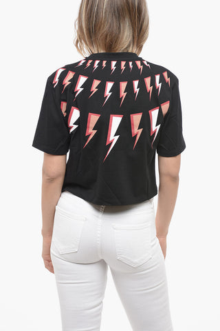 Slim Fit FAIR-ISLE COMIC BOLTS Cropped T-Shirt