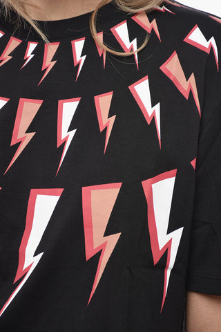 Slim Fit FAIR-ISLE COMIC BOLTS Cropped T-Shirt