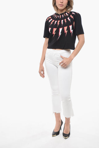Slim Fit FAIR-ISLE COMIC BOLTS Cropped T-Shirt