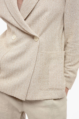 Double-Breasted Blazer with Shoulder Pads