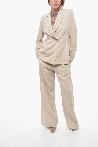 Double-Breasted Blazer with Shoulder Pads
