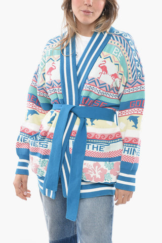 Fair Isle Cotton Cardigan with Belt