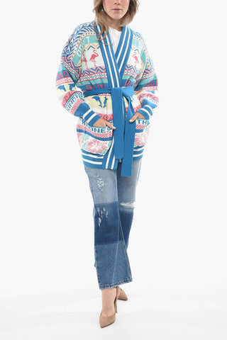 Fair Isle Cotton Cardigan with Belt