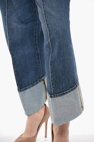 Jeans Gaucho con Lavaggio Medio e Risvolti