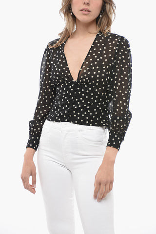 Camicia Cropped fit in Seta con Motivo A Pois