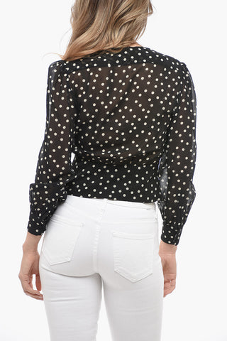 Camicia Cropped fit in Seta con Motivo A Pois