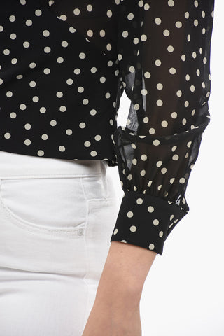 Camicia Cropped fit in Seta con Motivo A Pois