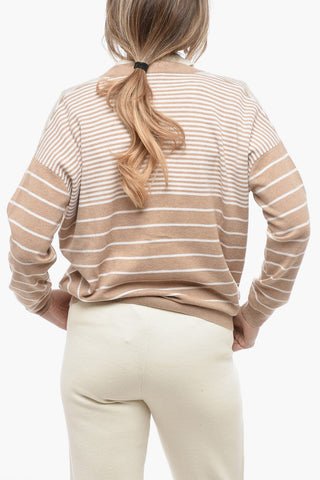 Unbalanced Stripe Cashmere Blend Cardigan