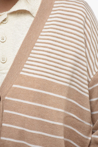 Unbalanced Stripe Cashmere Blend Cardigan