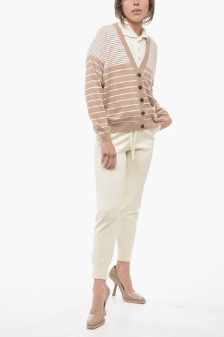 Unbalanced Stripe Cashmere Blend Cardigan