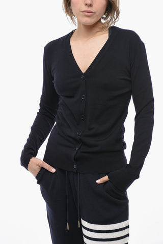 Cardigan in Lana Extrafine con Scollo a V