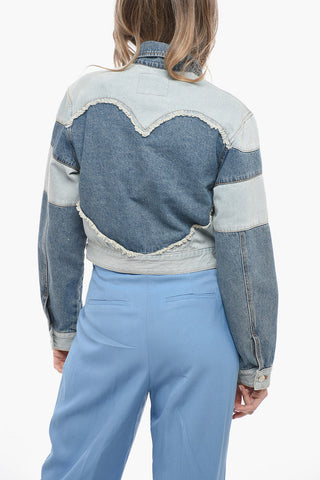 Patchwork Effect Denim MAHINA Jacket with Side Buckles