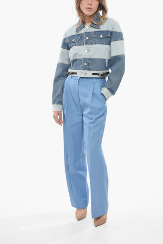 Patchwork Effect Denim MAHINA Jacket with Side Buckles