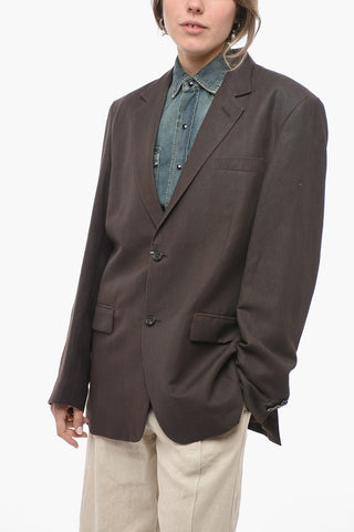 MM1 Flax Blend Oversized Blazer with Notch Lapel