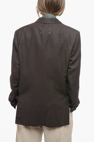 MM1 Flax Blend Oversized Blazer with Notch Lapel